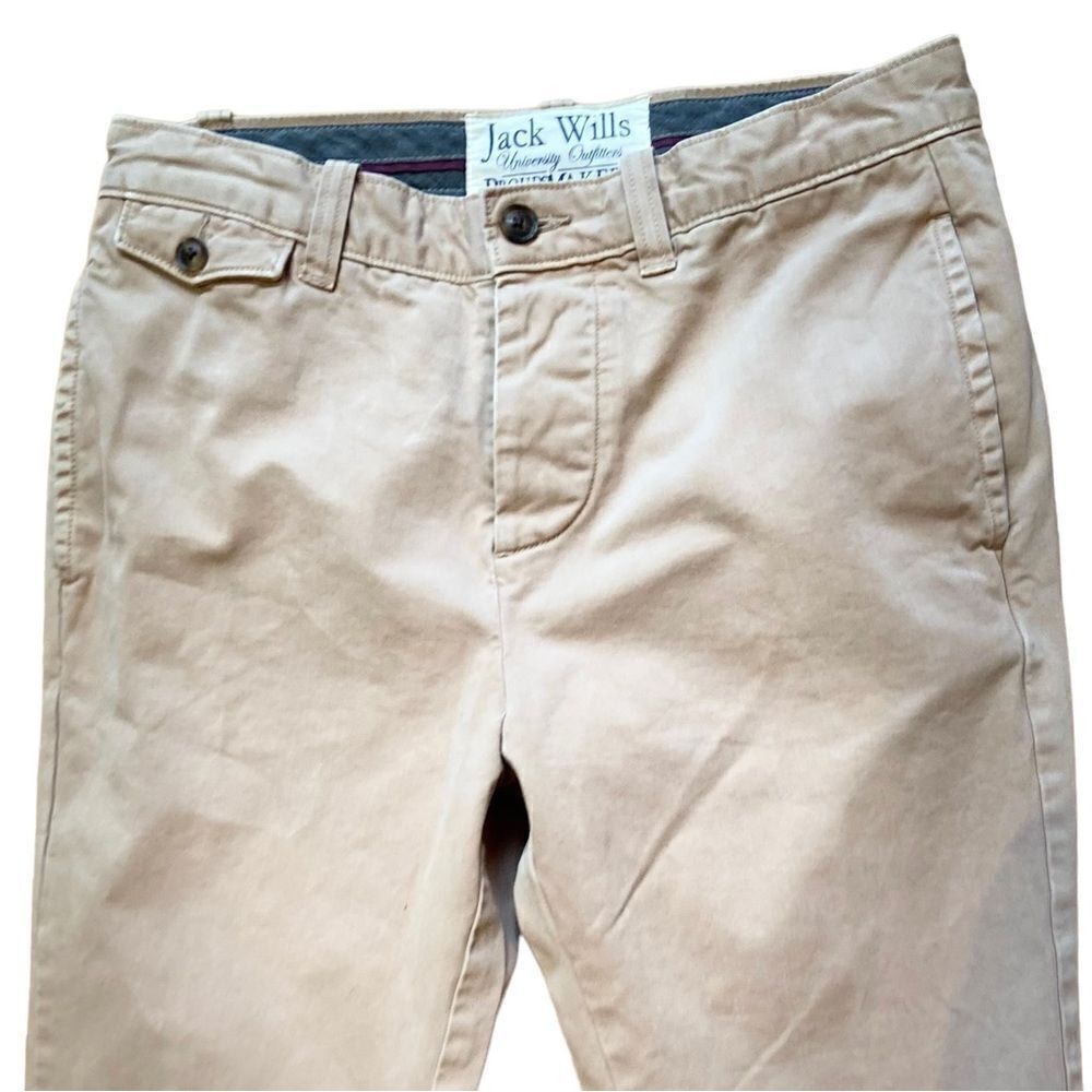 Men’s Jack Wills 100% cotton button fly straight leg chinos flap pockets 30R - Picture 2 of 9